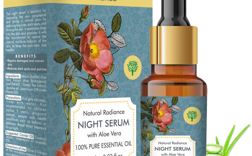 Natural Radiance Night Serum with Aloe Vera – Reduces Dark Spots & patches, Repairs Damaged & Uneven Skin